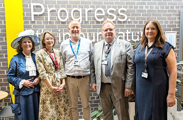 Celebrating the successful school pilot project: Food, Farming and Futures at Reaseheath College.
L to R: High Sheriff with Wrenbury Primary School headteacher Rebecca Charlesworth and chair of governors Terry Whalley, Reaseheath principal Marcus Clinton and assistant principal Sharon Yates
