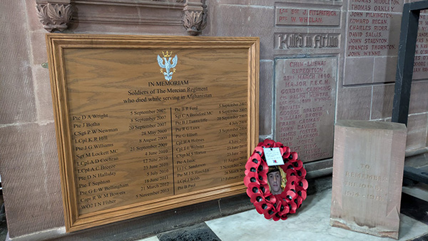 Memorial to Mercian Regiment Soldiers killed in Afghanistan